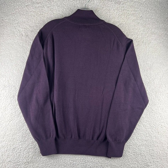 Maus & Hoffman M Purple Pima Cotton Sweater Long Sleeve Pullover Quarter Zip - Picture 2 of 6
